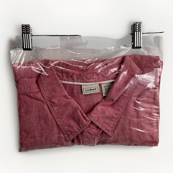 LL Bean Womens‎ 2X Sun Washed Red Cotton Long Sleeve Button Up Shirt Relaxed Fit - Picture 12 of 12